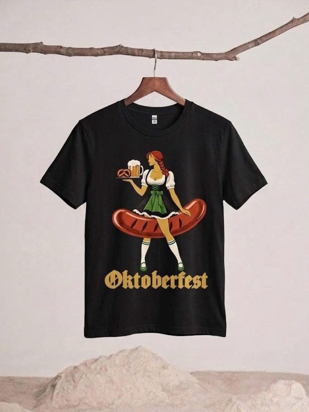 Oktoberfest Dirndl Beer Girl Sausage Graphic T-shirt German Festival Tee